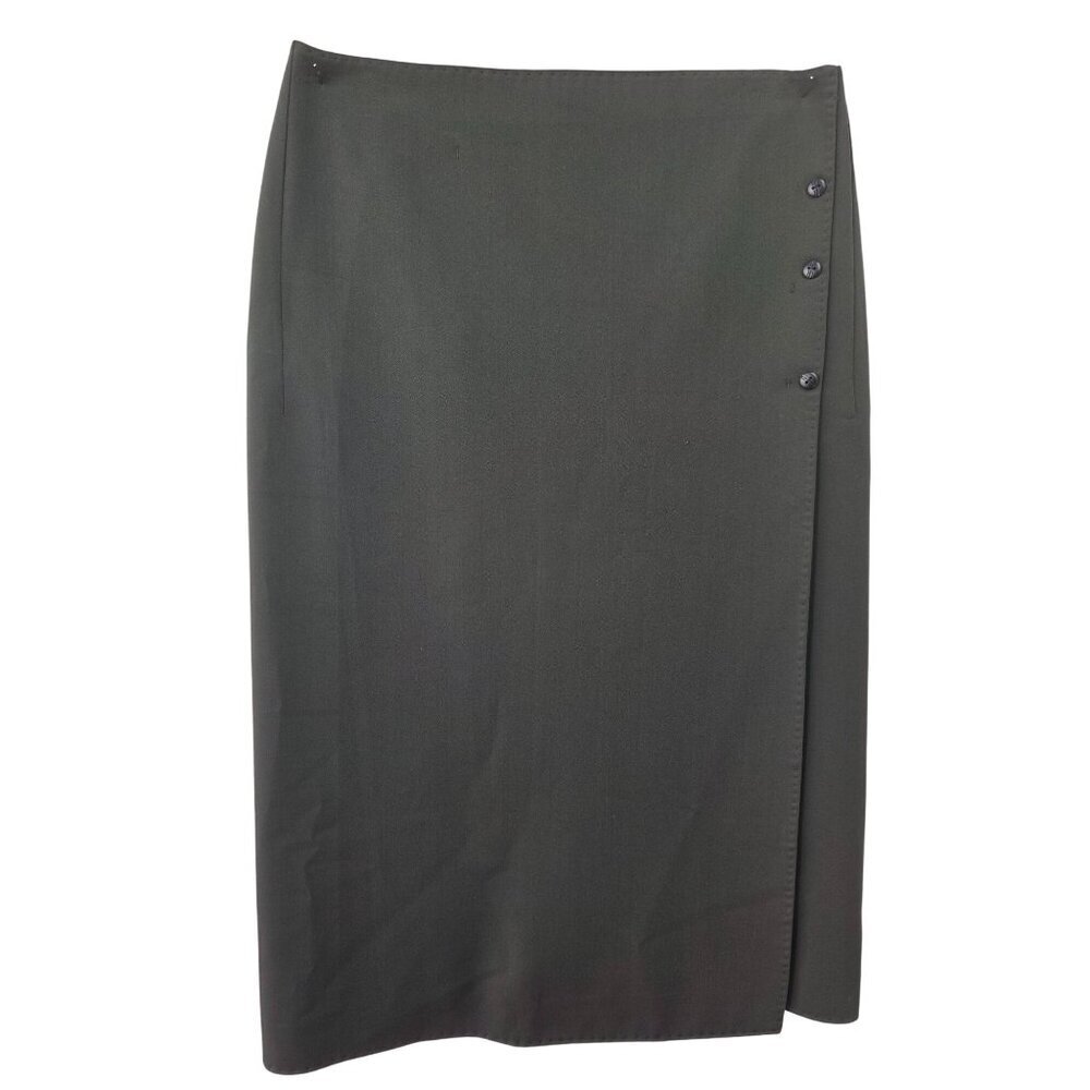 Mojo S Phine Faux Wrap Midi Skirt Women US Sz S/M Charcoal Gray Korea Careerwear